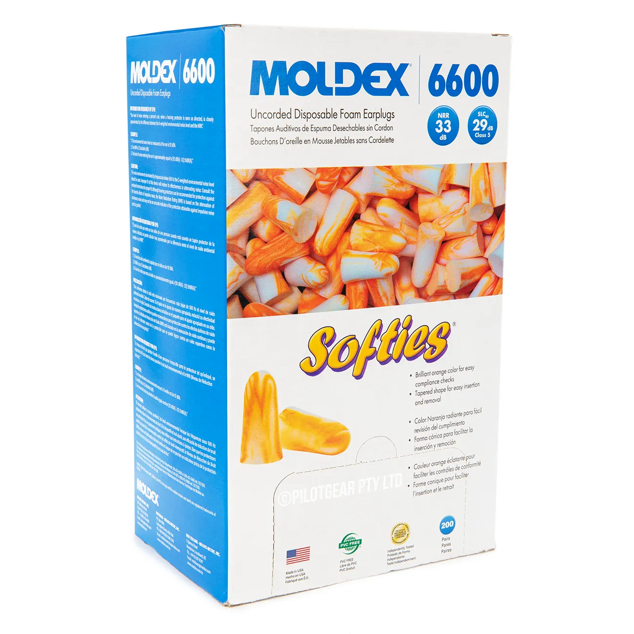 Moldex Softies Orange Foam Earplugs 6600 – Disposable, Uncorded, 200 Pairs