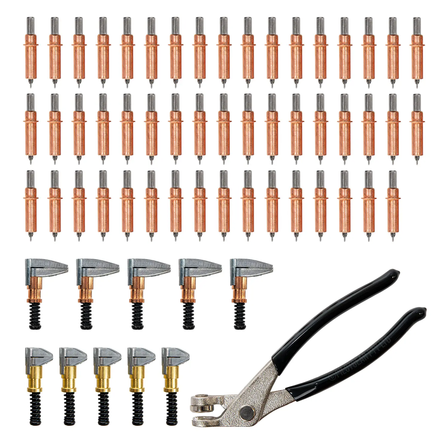 Cleco Fastener Kit – 50 Sheet Metal Pins (1/8″) & 10 Side Grip Clamps (1″ & ½″) with Pliers image 0