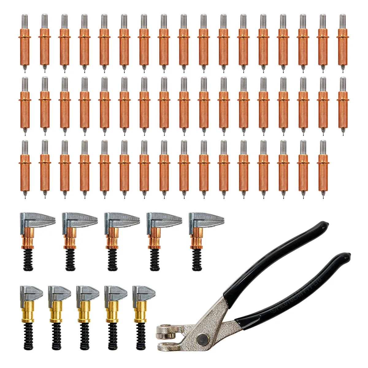 Cleco Fastener Kit – 50 Sheet Metal Pins (1/8″) & 10 Side Grip Clamps (1″ & ½″) with Pliers
