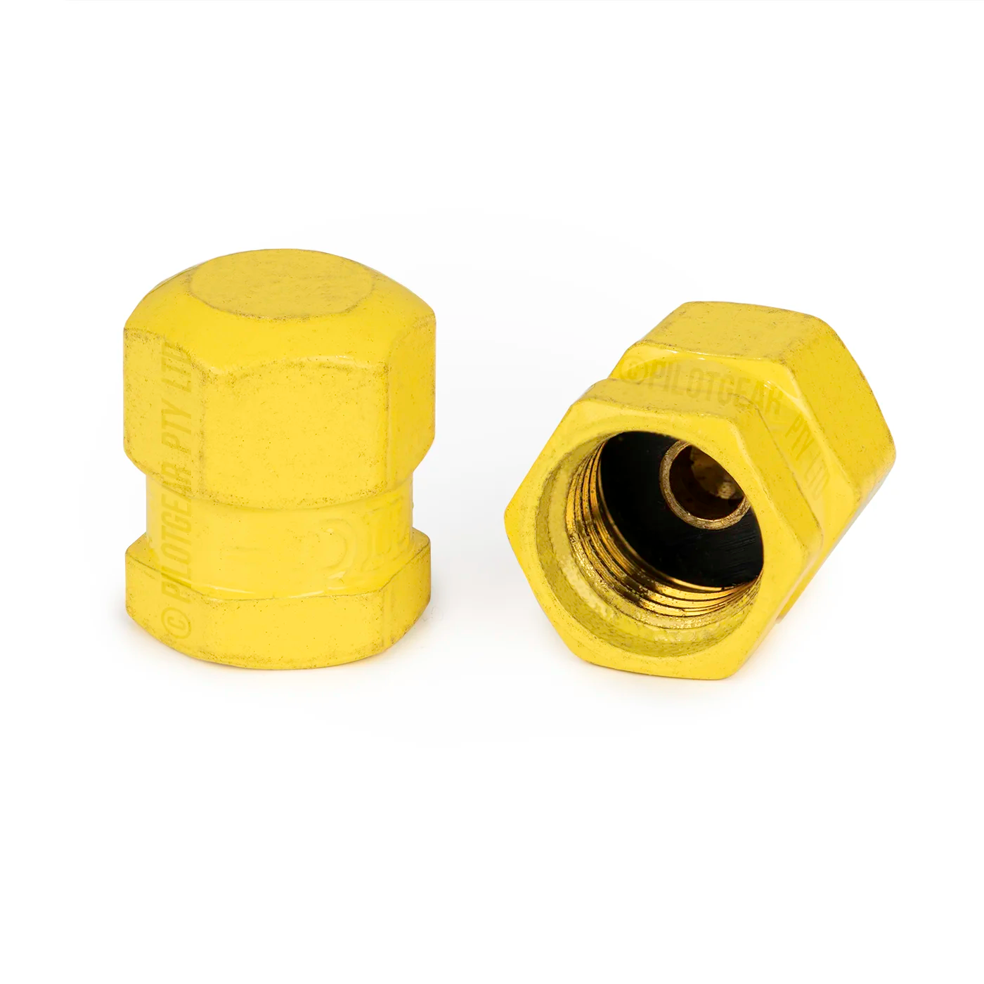 Dill 637 Aircraft Valve Cap - Yellow Brass Schrader VC5 / MS-20813-1