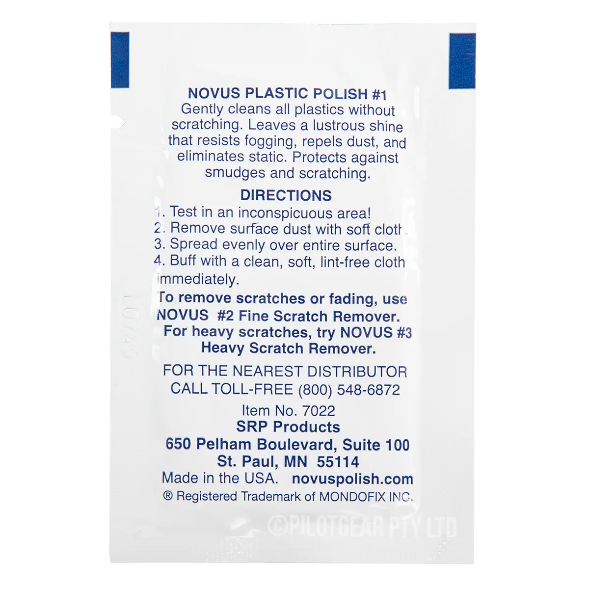 Sample Novus 1 Plastic Polish Clean & Shine Pillow Pack image 1