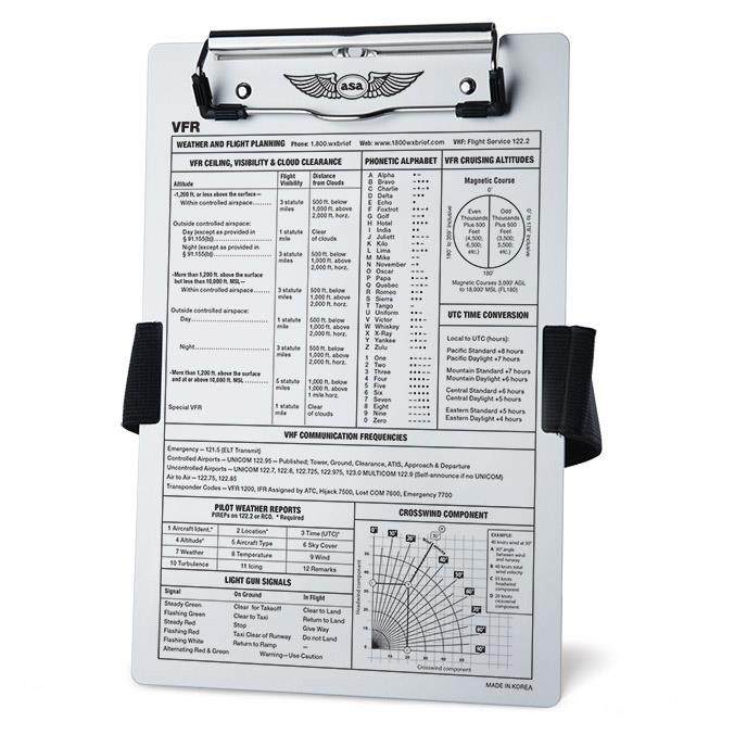 ASA VFR Clipboard with Strap & Pencil Holder image 0