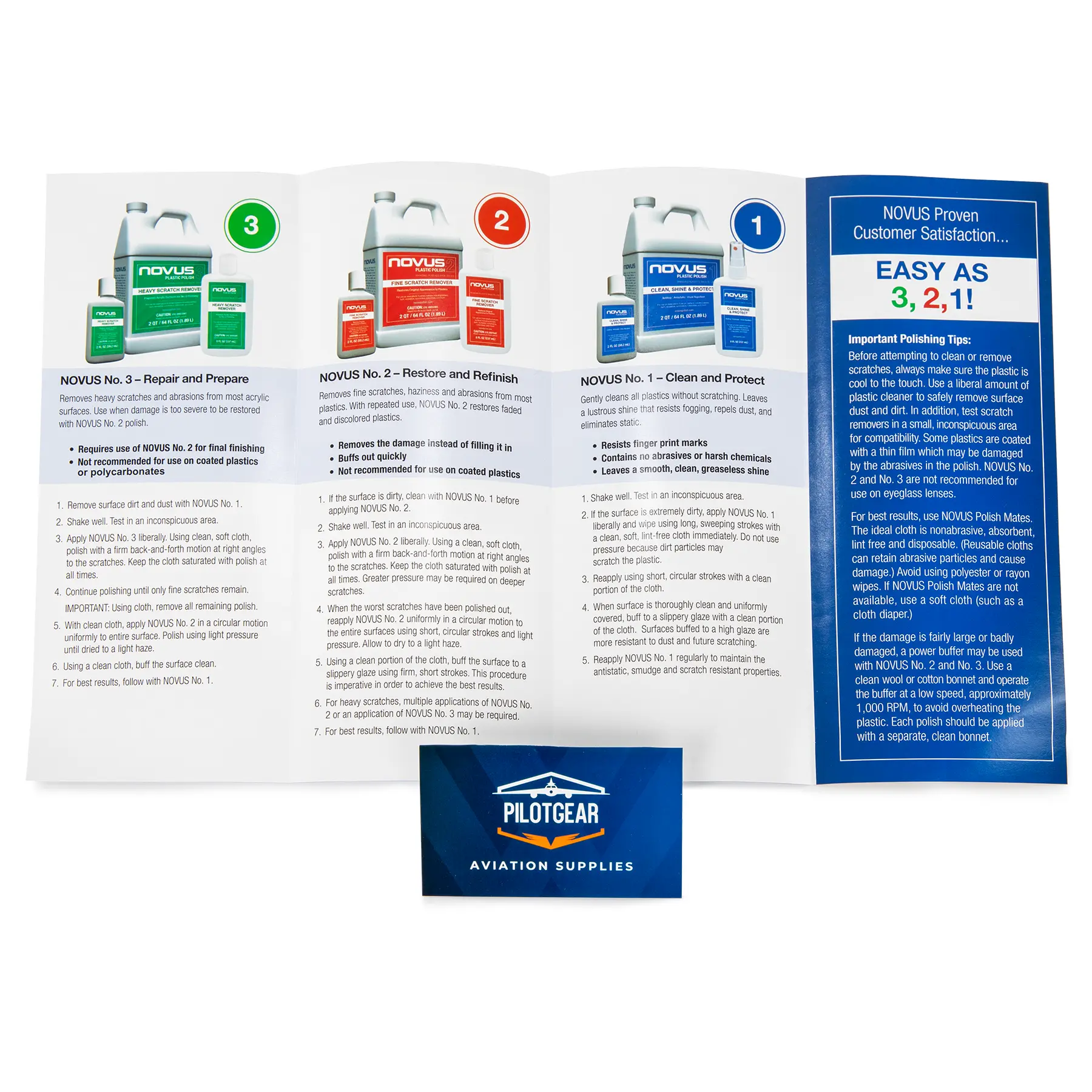 NOVUS Plastic Polish Restoration Kit – 1, 2, 3 (237mL / 8oz) Bottles & Polish Mates