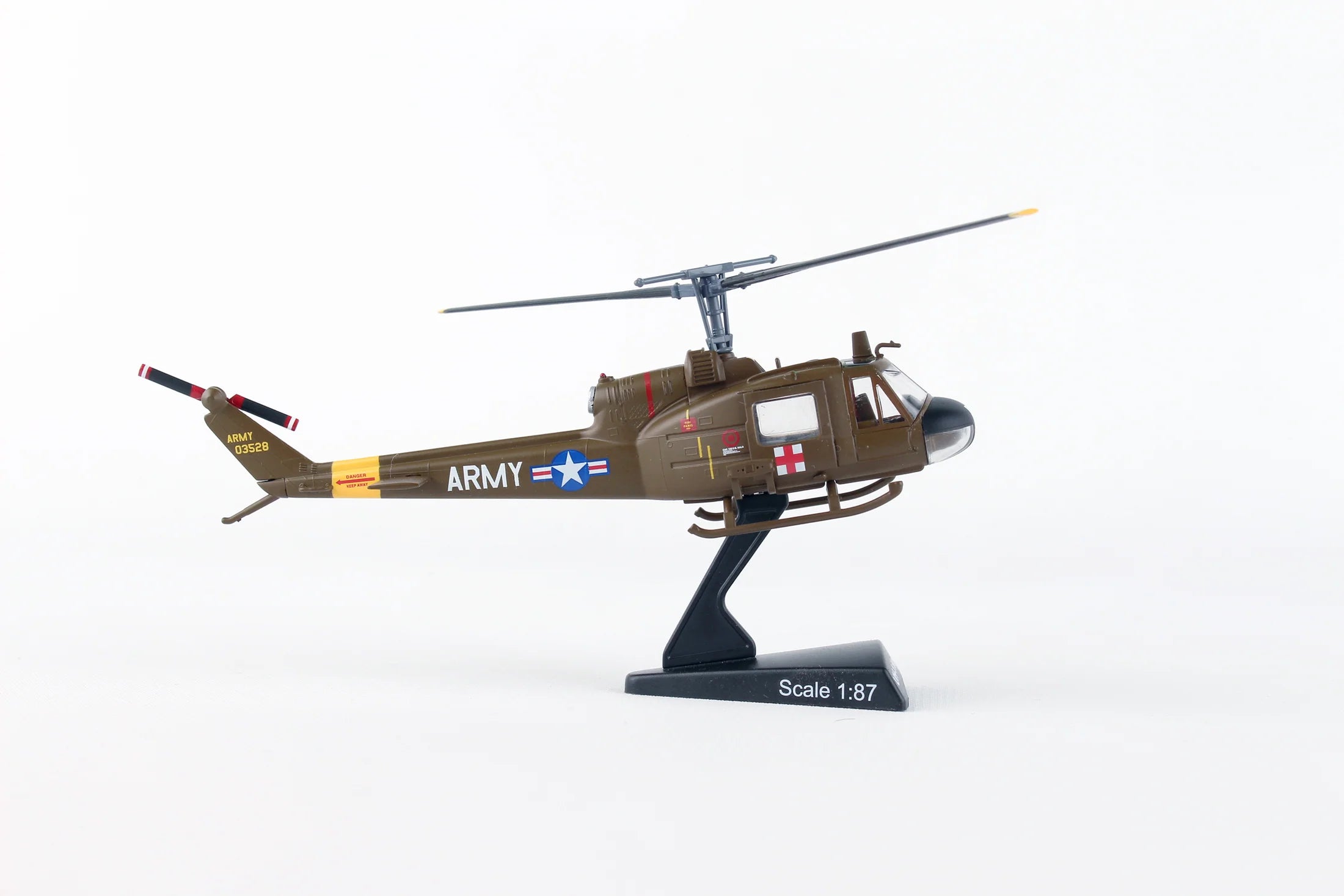 Postage Stamp 1/87 Bell UH1 Huey Medivac Helicopter Model