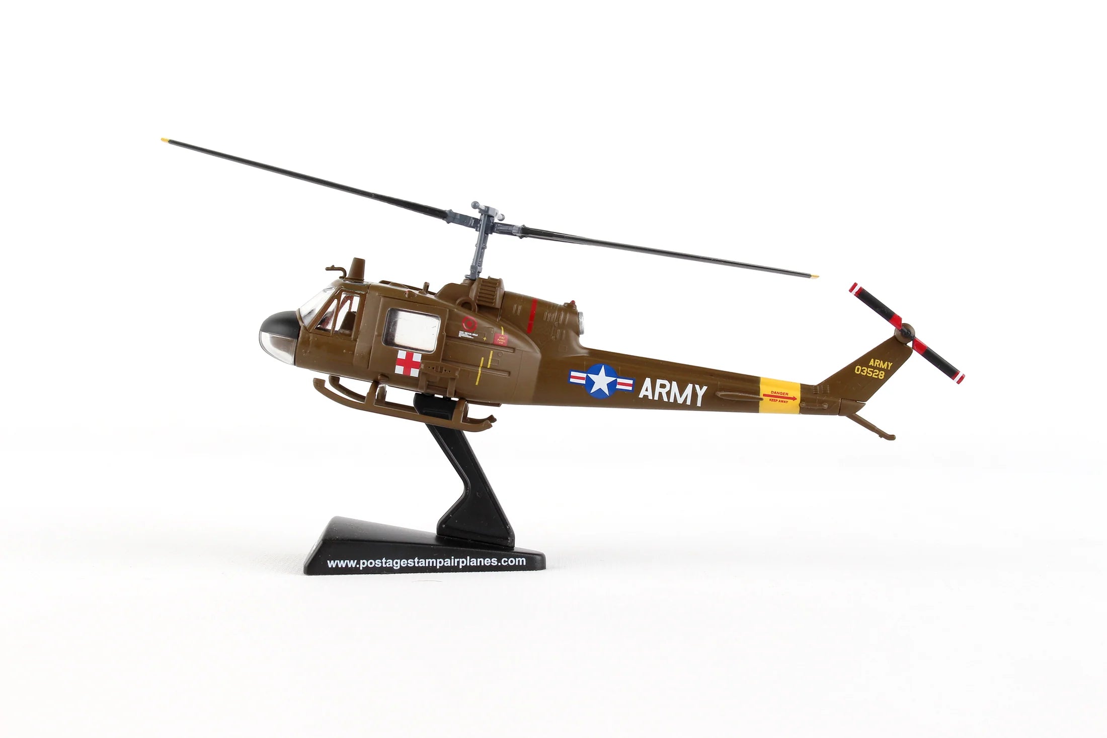 Postage Stamp 1/87 Bell UH1 Huey Medivac Helicopter Model